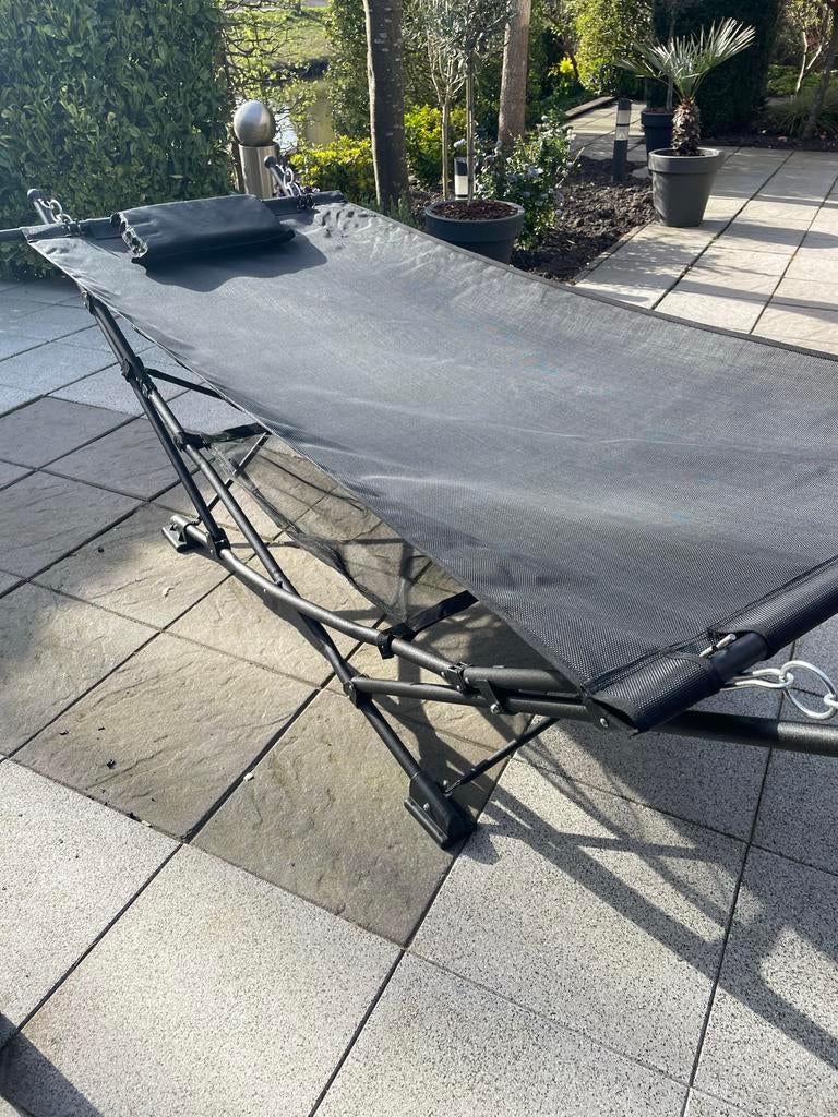 Opvouwbare hangmat met onderstel, Tuin en Terras, Hangmatten, Ophalen, Gebruikt, Met standaard, Eenpersoons