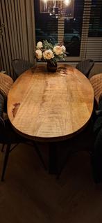 Mango Houten Eettafel met Spinpoot, Gebruikt, 100 tot 150 cm, 150 tot 200 cm, Vier personen