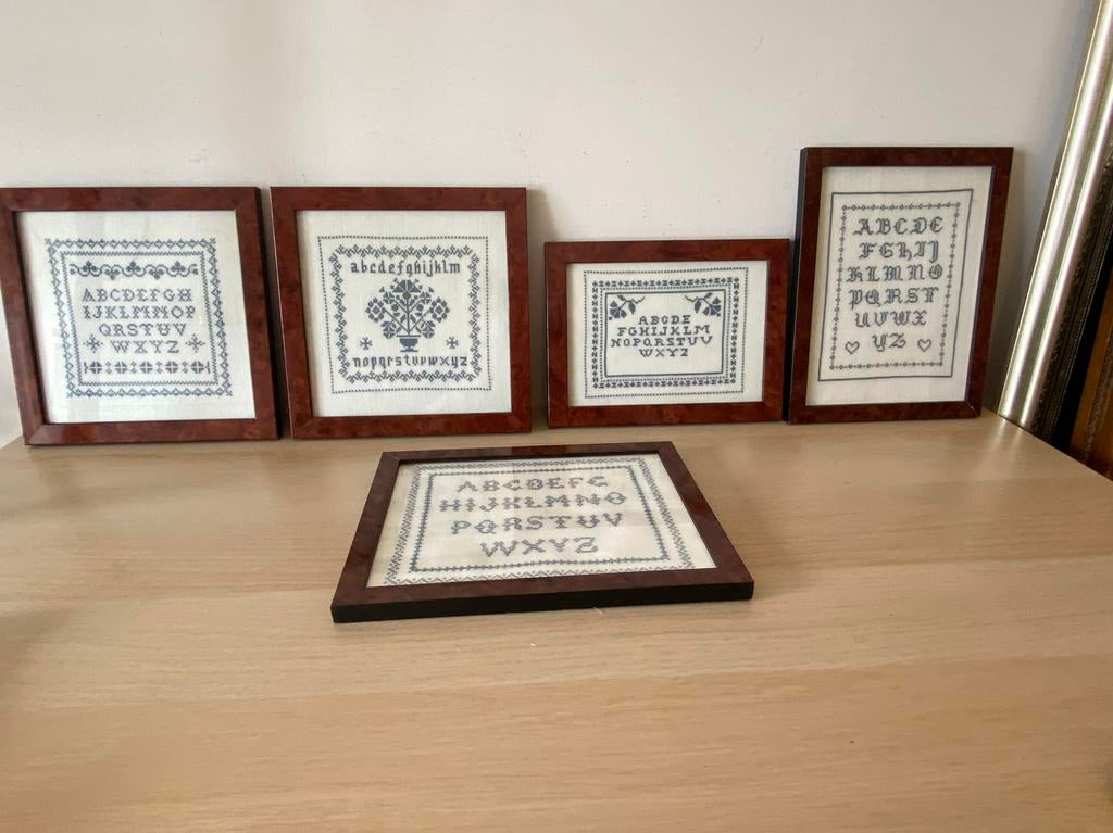 5 mooie vintage lijsten geborduurd, Ophalen of Verzenden, Zo goed als nieuw, Overige typen