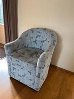 Grijze fauteuil met patroon, Ophalen, Gebruikt, Stof, 75 tot 100 cm