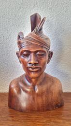 Buste Bali Indonesië houtsnijwerk antiek, Antiek en Kunst, Kunst | Beelden en Houtsnijwerken, Ophalen of Verzenden