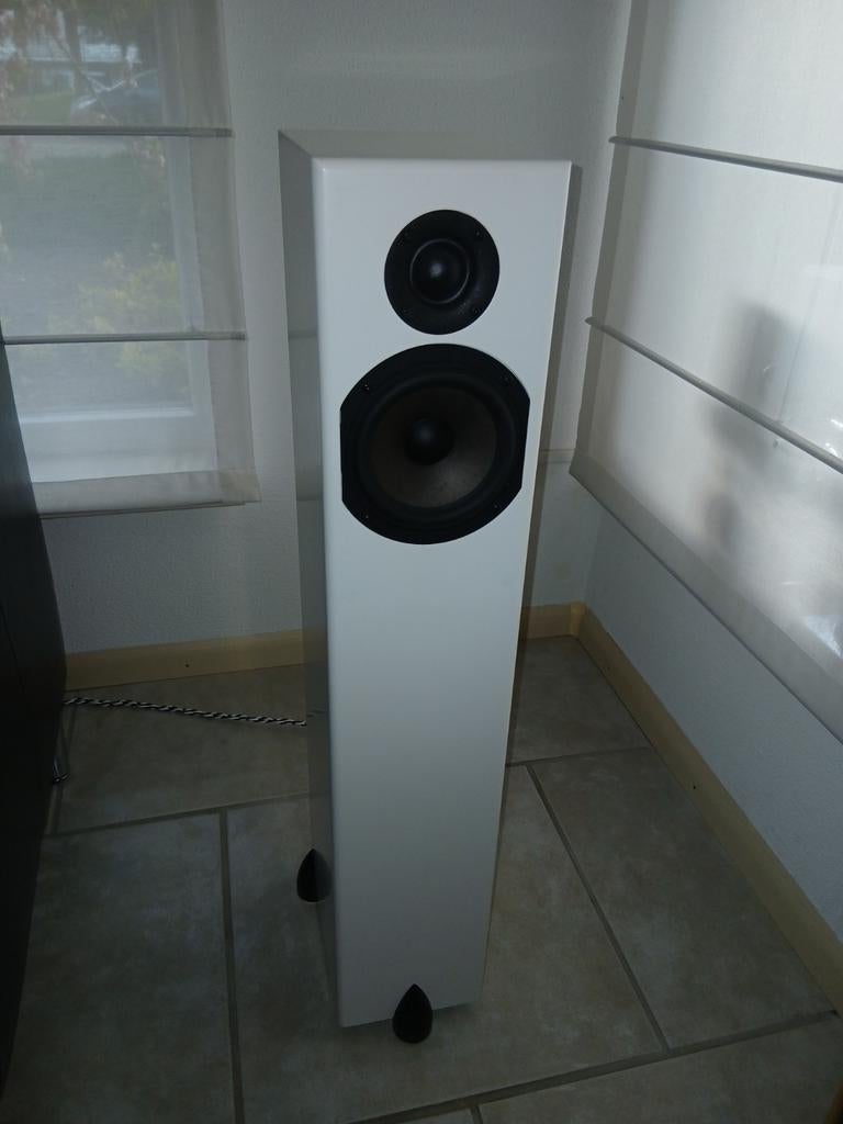 Totem sky tower luidspeakers, Audio, Tv en Foto, Luidsprekers, Zo goed als nieuw, 60 tot 120 watt, Front, Rear of Stereo speakers