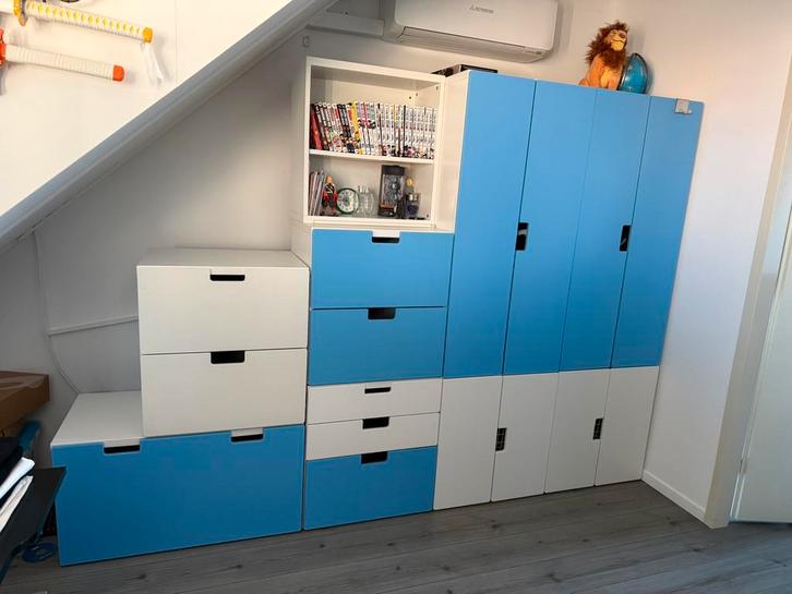 Ikea kasten combinatie blauw wit, Kinderen en Baby's, Kinderkamer | Commodes en Kasten, Zo goed als nieuw, 105 cm of meer, Minder dan 75 cm