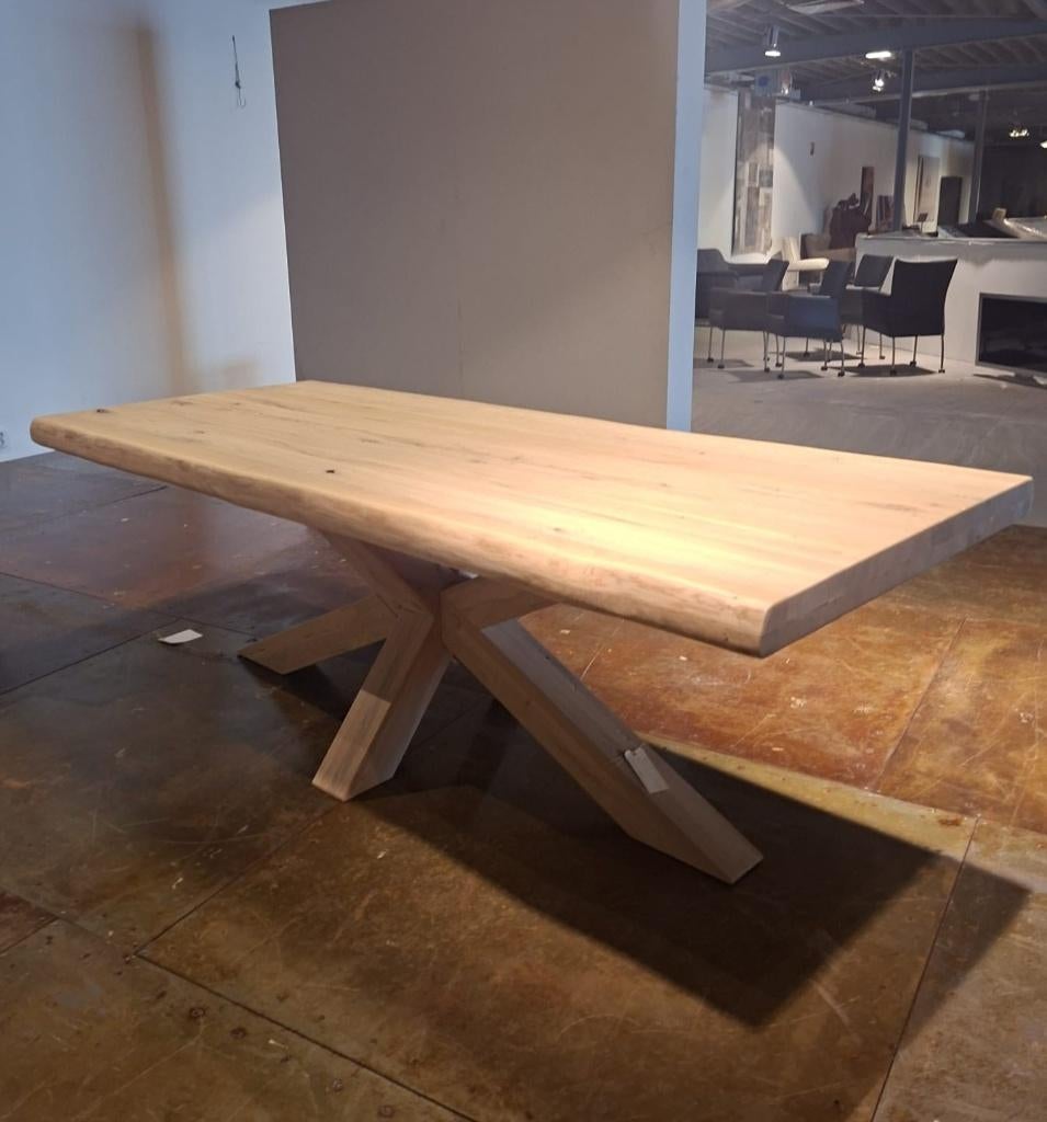 Eiken eettafel 240X100X8 nu voor €1799,-, Ophalen, Eikenhout, 50 tot 100 cm, Vijf personen of meer