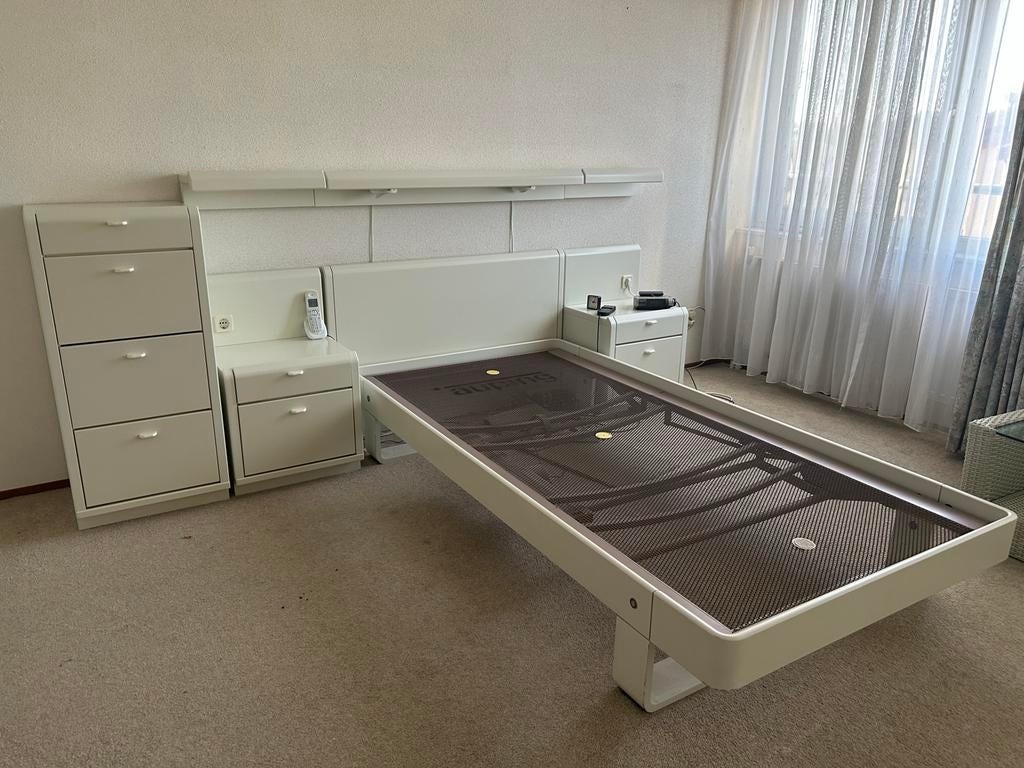 Elektrisch Auping bed 100x200 met nachtkastjes en kast, Ophalen, Overige materialen, Eenpersoons, Wit