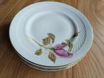 Set van 4 vintage gebaksbordjes met roosdecoratie, Ophalen of Verzenden