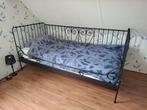 Eenpersoons bed zwart staal, Ophalen, Zo goed als nieuw, 180 cm of meer, 85 tot 100 cm