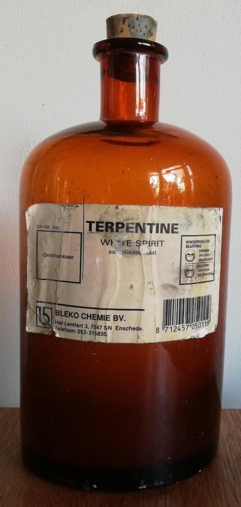 Apotheekfles Terpentine WHITE SPIRIT, Antiek en Kunst, Curiosa en Brocante, Ophalen of Verzenden