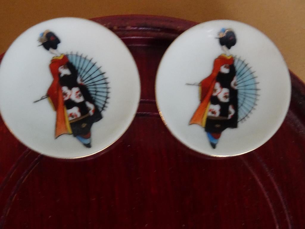 Japans bordje miniatuur bordjes Geisha figuur Japan, Ophalen of Verzenden