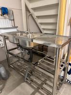 Nieuwe dubbele RVS spoelbak + kraan + toebehoren 120x45x80cm, Ophalen, Nieuw