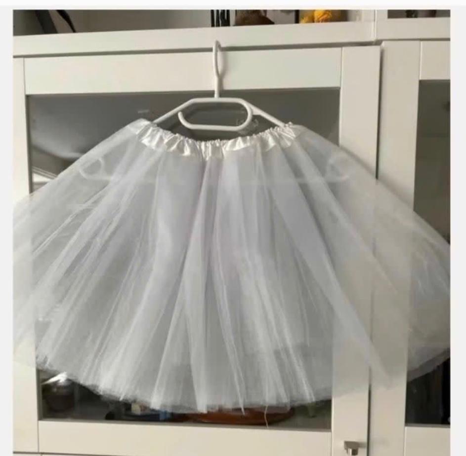 Witte Tule petticoat Rok elastiek middel 38 cm lang, Ophalen of Verzenden