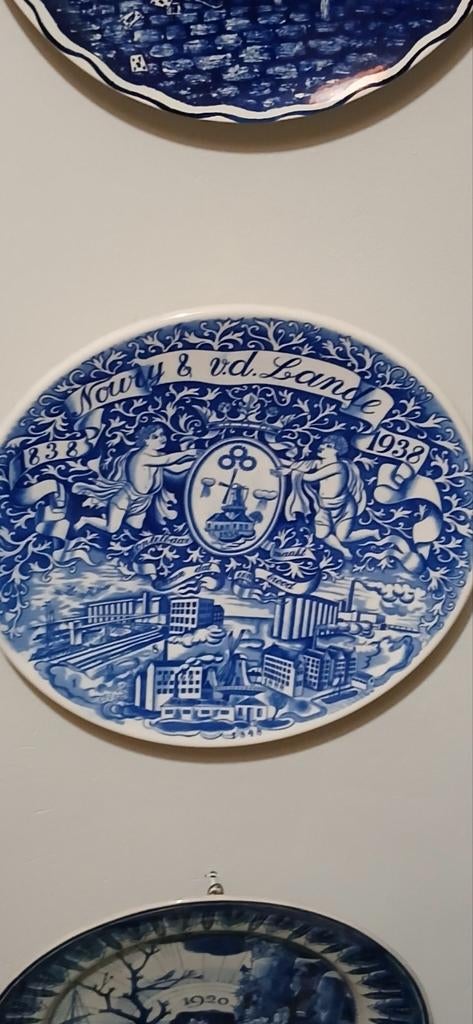 Delfts Blauw Gedenkbord 'Nowy & vd Lande' 1838-1938, Antiek en Kunst, Antiek | Wandborden en Tegels, Ophalen of Verzenden
