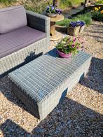 Wicker loungeset - Grijs - 2-zits bank, 2 fauteuils, tafel, Ophalen, 4 zitplaatsen, Gebruikt, Bank