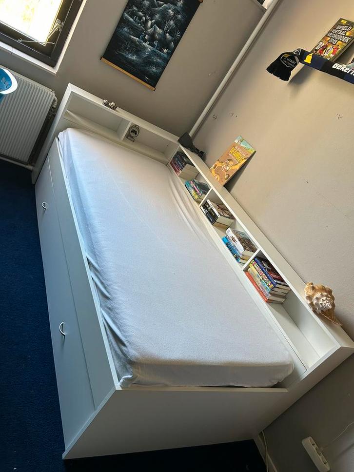 Kinderbed / Tienerbed met opbergruimte, Kinderen en Baby's, Kinderkamer | Bedden, Gebruikt, 180 cm of meer, 100 cm of meer, Lattenbodem