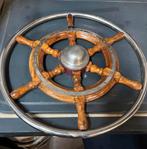 Teakhouten bootstuur rvs 45 cm, Ophalen of Verzenden, Ankeren en Afmeren, Zeilboot of Motorboot