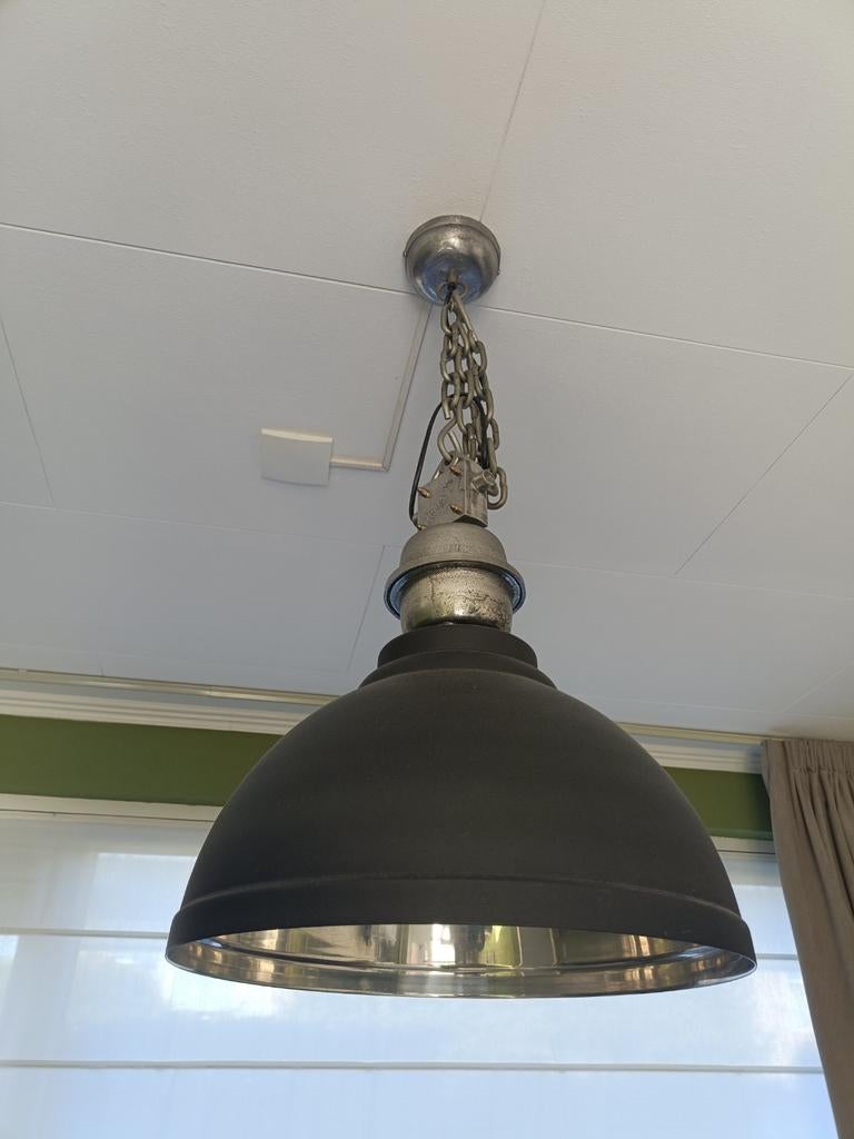 Industriële hanglamp te koop, Huis en Inrichting, Lampen | Hanglampen, Ophalen of Verzenden, Zo goed als nieuw, Glas, Minder dan 50 cm