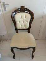 4 Vintage / Barok leren stoelen, Ophalen, Gebruikt, Bruin, Vier