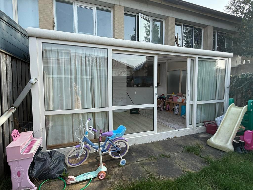 Witte veranda met schuifdeuren MOET VOLGENDE WEEK WEG, Tuin en Terras, Overkappingen, Ophalen of Verzenden, Gebruikt, Veranda