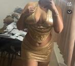 Gouden glitter set (top + rok) – nieuw met label – maat M, Verzenden, Zo goed als nieuw, Maat 38/40 (M), Overige typen