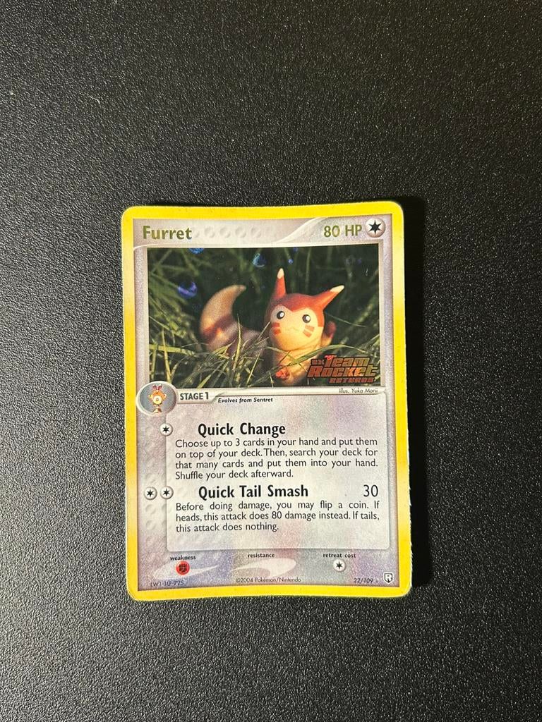 Pokemon kaart Furret 22/109 stamped, Ophalen of Verzenden, Zo goed als nieuw