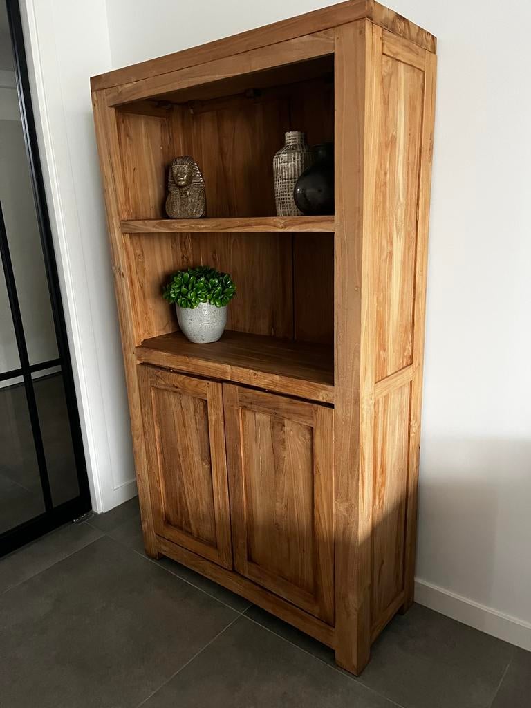 Teak houten kast, Huis en Inrichting, Kasten | Boekenkasten, Zo goed als nieuw, 150 tot 200 cm, 25 tot 50 cm, 50 tot 100 cm
