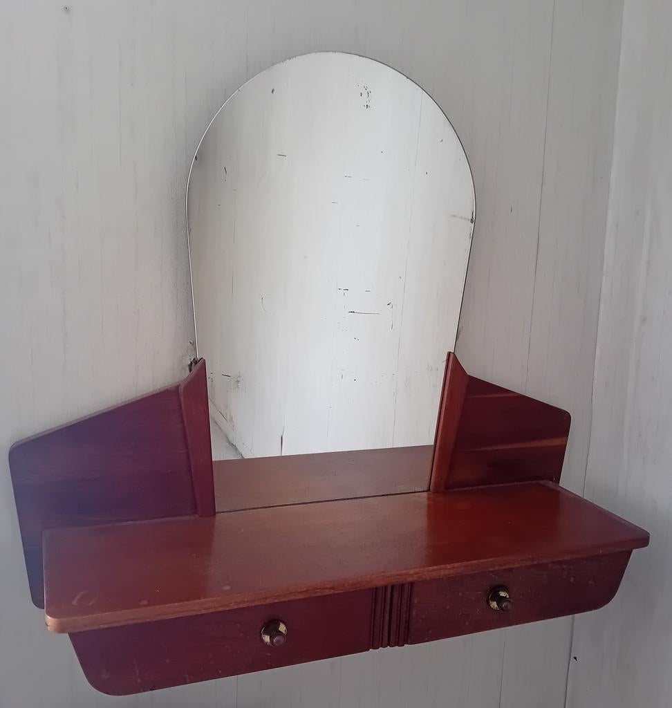 Vintage kaptafel met spiegel en lades, Huis en Inrichting, Tafels | Kaptafels, Ophalen, Gebruikt, 100 tot 150 cm, Vintage, Klassiek