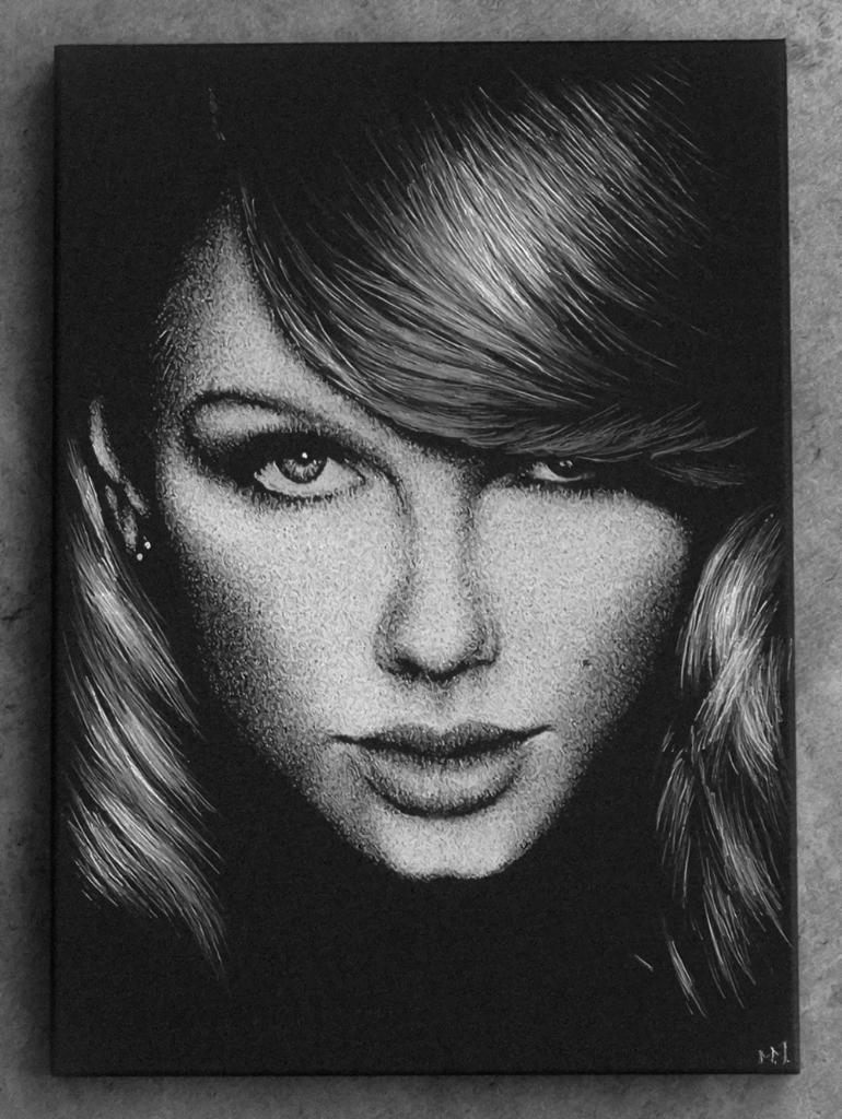 Taylor Swift Origineel Handgegraveerd Beeld... Staalgravure, Antiek en Kunst, Ophalen of Verzenden