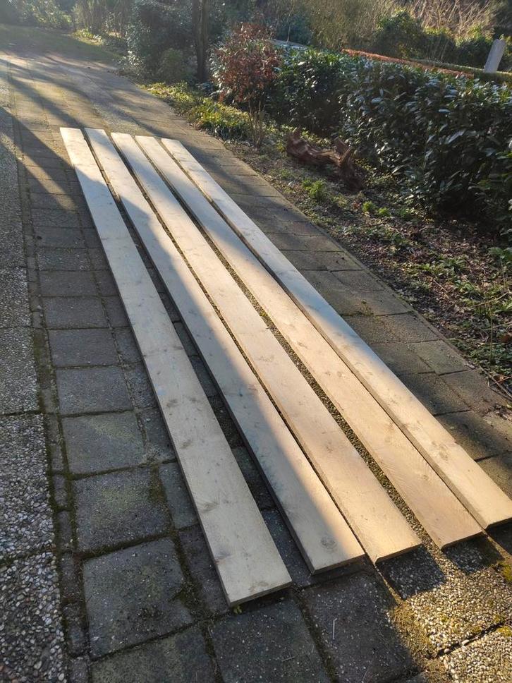 5 gebruikte steigerplanken 3x20x510 cm, droog opgeslagen, Doe-het-zelf en Verbouw, Hout en Planken, Ophalen