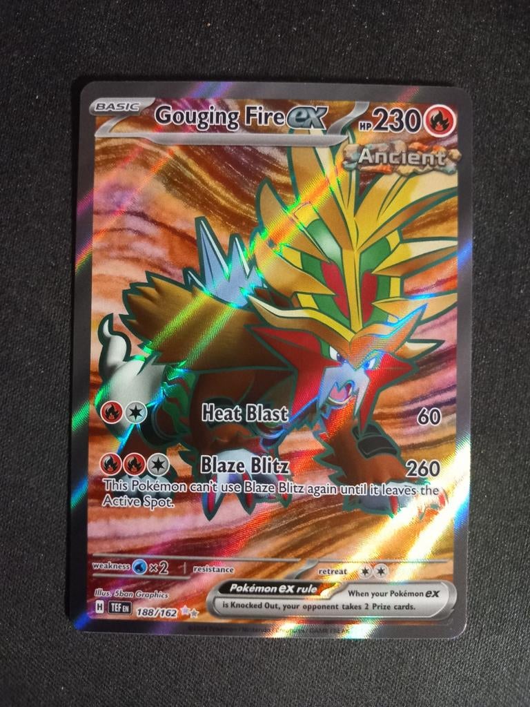 Pokemon Gouging Fire ex 188/162 Temporal Forces Full Art NM, Verzenden, Zo goed als nieuw, Losse kaart, Foil