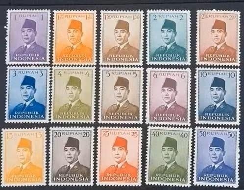 Indonesie 1951-1953 - ZBL 81-95 -  President Soekarno, Verzenden, Postfris, Zuidoost-Azië