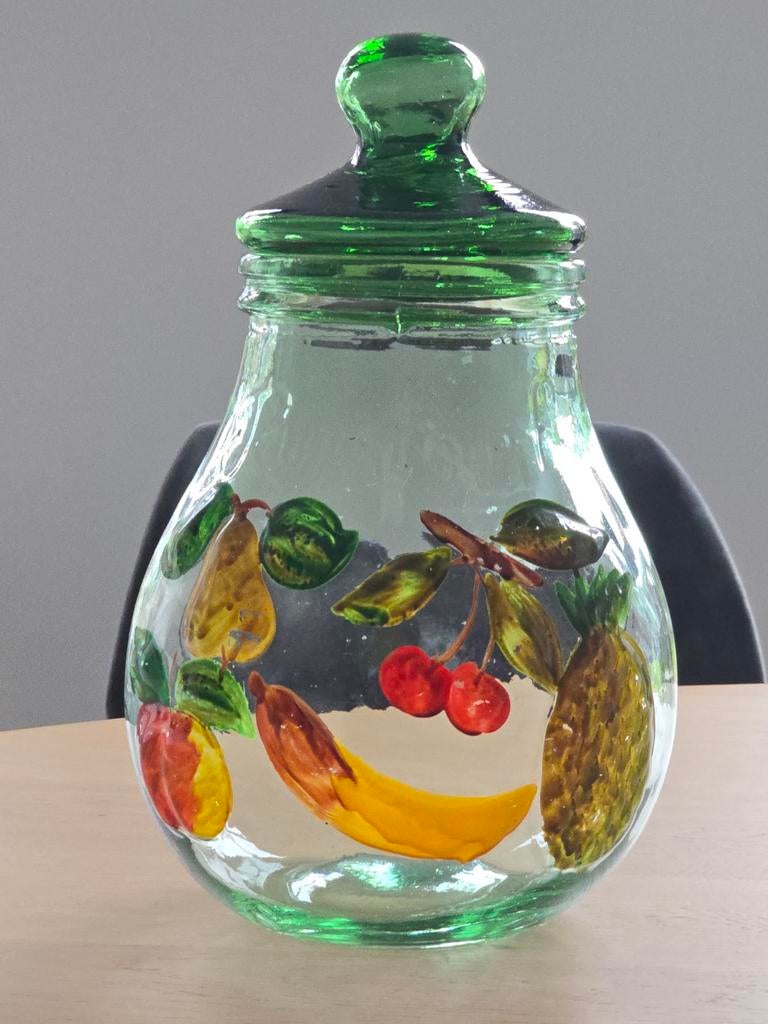Zeldzame antieke grote glazen RUMTOPF pot / snoeppot €35, Antiek en Kunst, Ophalen of Verzenden