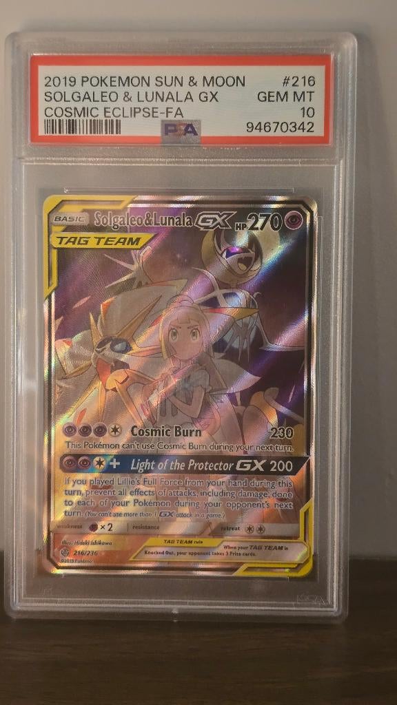 Solgaleo & Lunala GX - 216/236 - PSA10 - Zeer zeldzaam, Verzenden, Zo goed als nieuw, Losse kaart