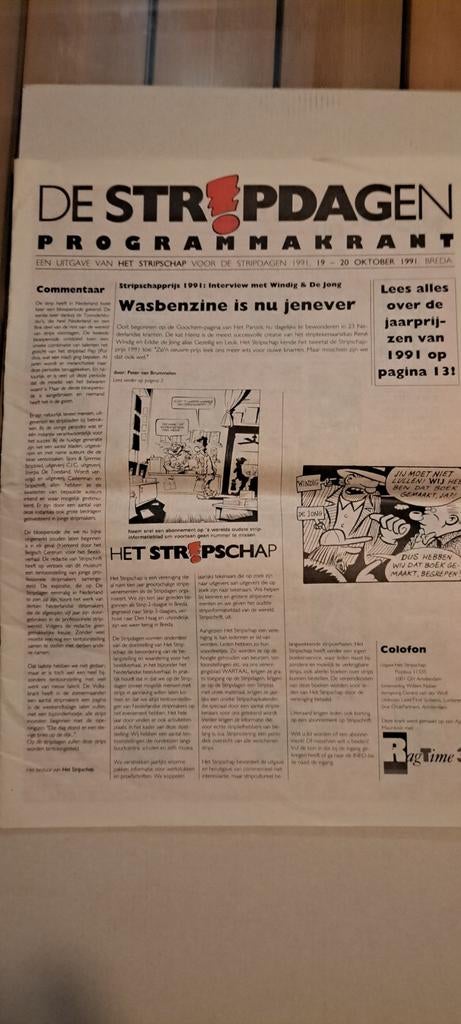 Programmakrant Stripdagen 1991 Breda - Zeldzaam!, Ophalen of Verzenden