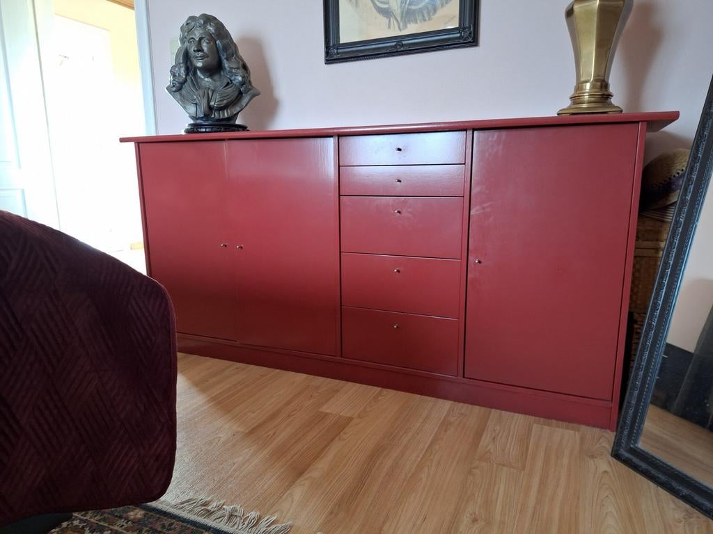 Dressoir 190x48 bordeaux rood, Huis en Inrichting, Kasten | Dressoirs, Ophalen of Verzenden, Gebruikt, 25 tot 50 cm