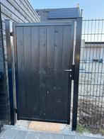 Zwarte houten schuttingdeur met metalen frame, Tuin en Terras, Ophalen, Met poort, Nieuw, Tuinhek