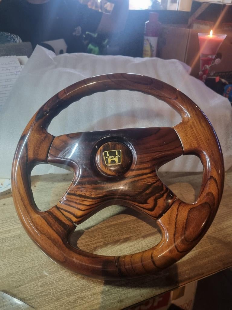Klassiek houten stuurwiel , retro stuurwiel voor nostalgische stijl Walnut Grip geklonken montage voor auto modificatie(zwart