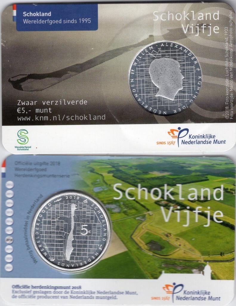 5 euro Nederland 2018 in UNC Coincard - Schokland Vijfje, Verzenden, Overige landen, 5 euro, Losse munt