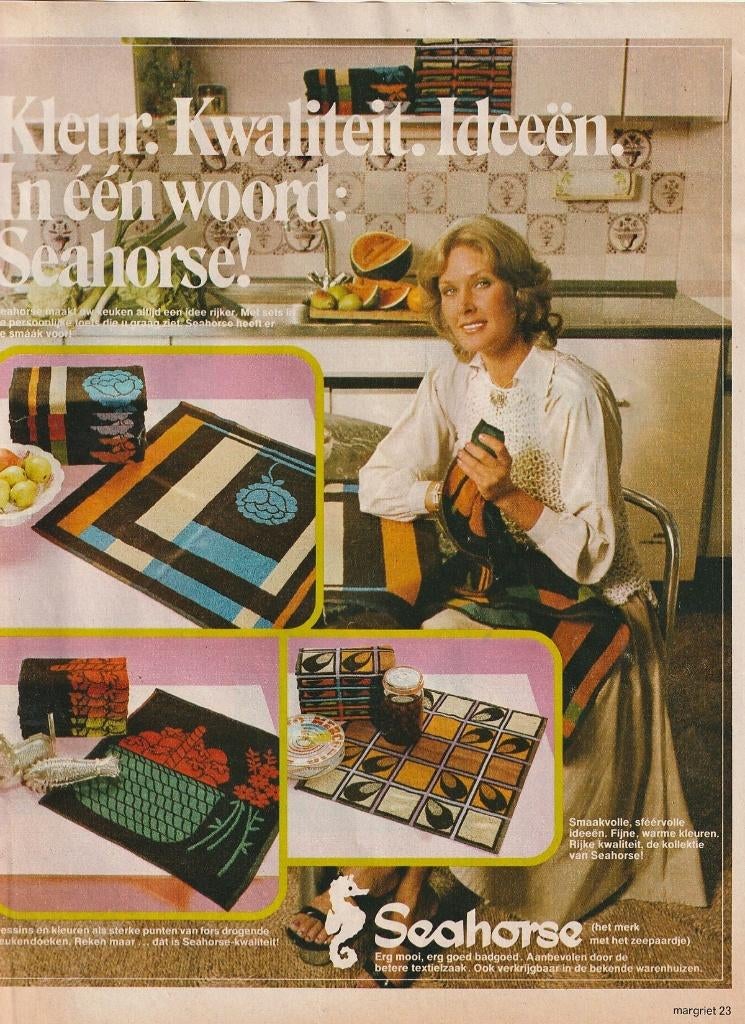 Retro reclame 1978 Seahorse handdoeken & keukentextiel, Verzenden, Overige typen