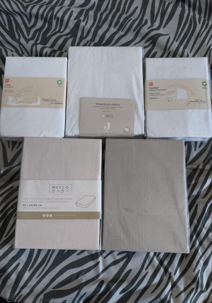 Hoeslakens en Molton 40x80/90 Roze, Grijs, Wit, Eenpersoons, Nieuw, Ophalen of Verzenden, Wit