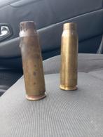 Twee militaire hulzen, messing, diverse maten, Ophalen of Verzenden, Overige soorten, Overige gebieden, Hulzen of Bodemvondsten