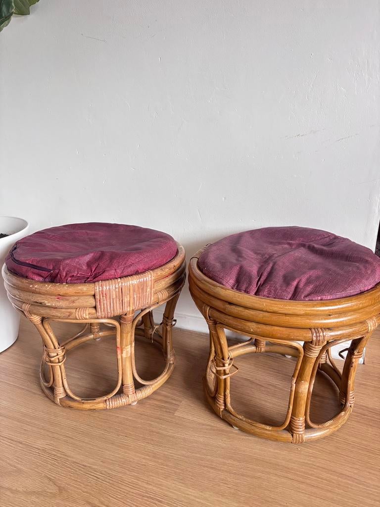 Manou rotan boho krukjes poef, Ophalen, Gebruikt, Hout