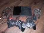 PlayStation 2 Slim met 2 controllers en alle kabels, Spelcomputers en Games, Gebruikt, Zwart, Met 2 controllers, Ophalen of Verzenden