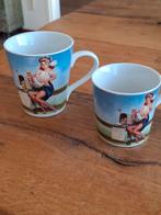 2 mokken - You Got Mail - Pin Up Girl - L. Dake & Zn, Ophalen of Verzenden, Zo goed als nieuw, Overige stijlen, Kop(pen) en/of Schotel(s)