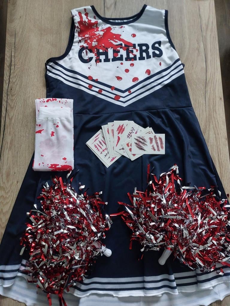 Cheerleader Zombie Halloween Kostuum met Accessoires, Ophalen of Verzenden, Nieuw, Halloween, Kleding