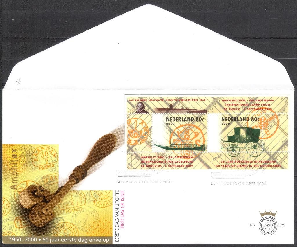 E425 - Amphilex 2002 - blok 2000, Postzegels en Munten, Postzegels | Eerstedagenveloppen, Verzenden, Onbeschreven, Nederland