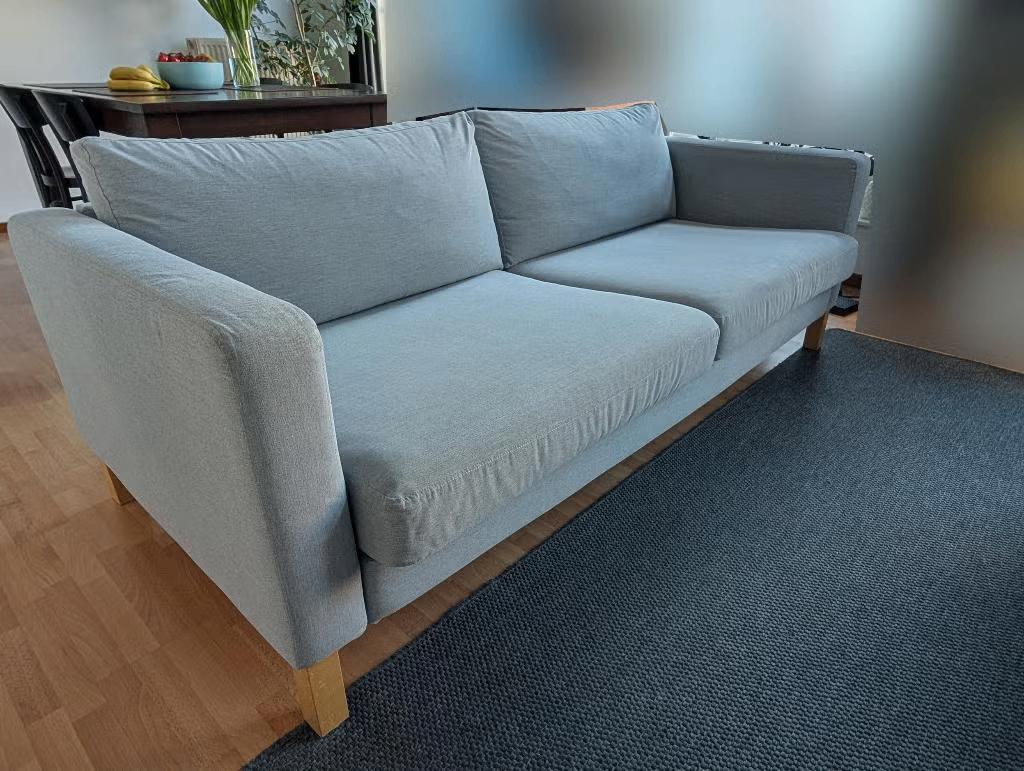 IKEA KARLSTAD 3-zitsbank, lichtgrijs, Ophalen, Gebruikt, Driepersoons, 75 tot 100 cm