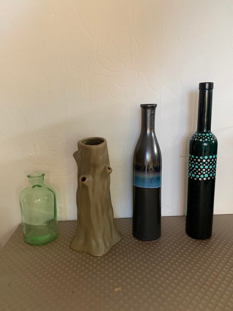 Decoratie.  Vaasjes vazen, Huis en Inrichting, Woonaccessoires | Vazen, Ophalen, Overige kleuren, Minder dan 50 cm, Glas