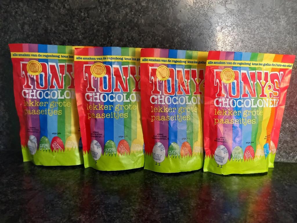 Tony's Chocolonely chocolade 4 st. gesloten verpakking nieuw, Diversen, Ophalen of Verzenden