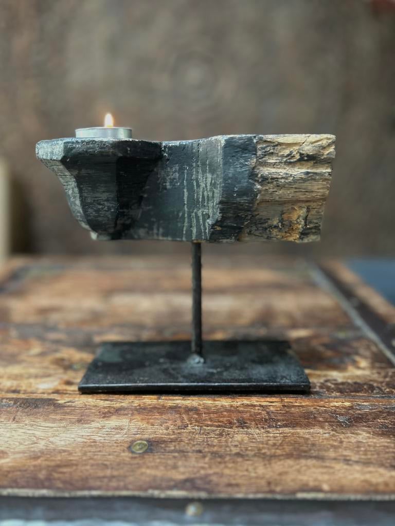 Kandelaar van oud ornament India sober sleets oosters, Ophalen of Verzenden