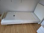 Elektrisch verstelbaar bed met witte leren bekleding, Ophalen, Overige materialen, 90 cm, Eenpersoons